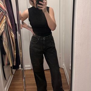 Zara Wide Leg Black Jeans Size